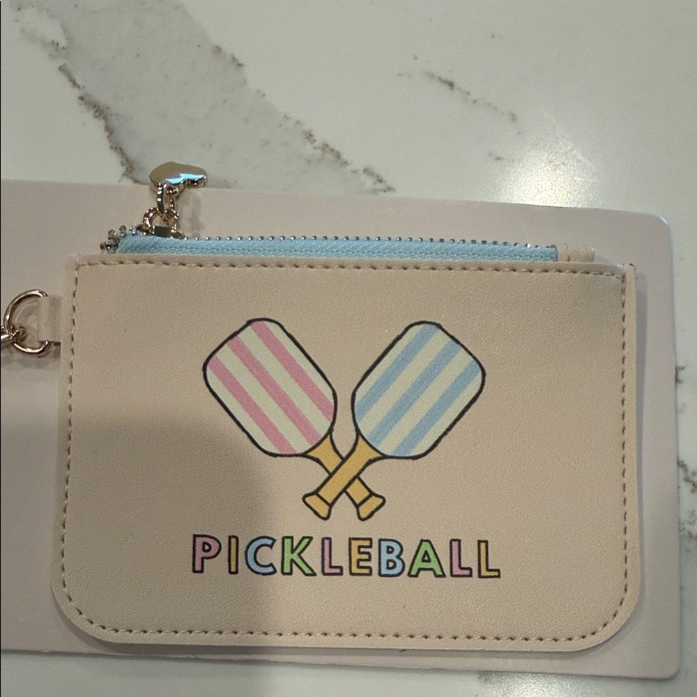 Pickleball Key & Card Holder - Cream with Pastel Accents